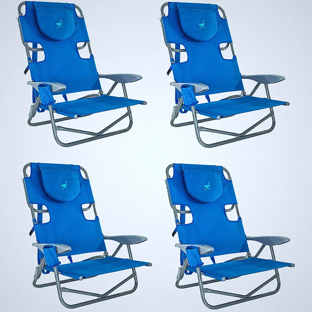 Ostrich On-Your-Back Outdoor Lounge 5 Position Reclining Beach Chair (4 Pack)