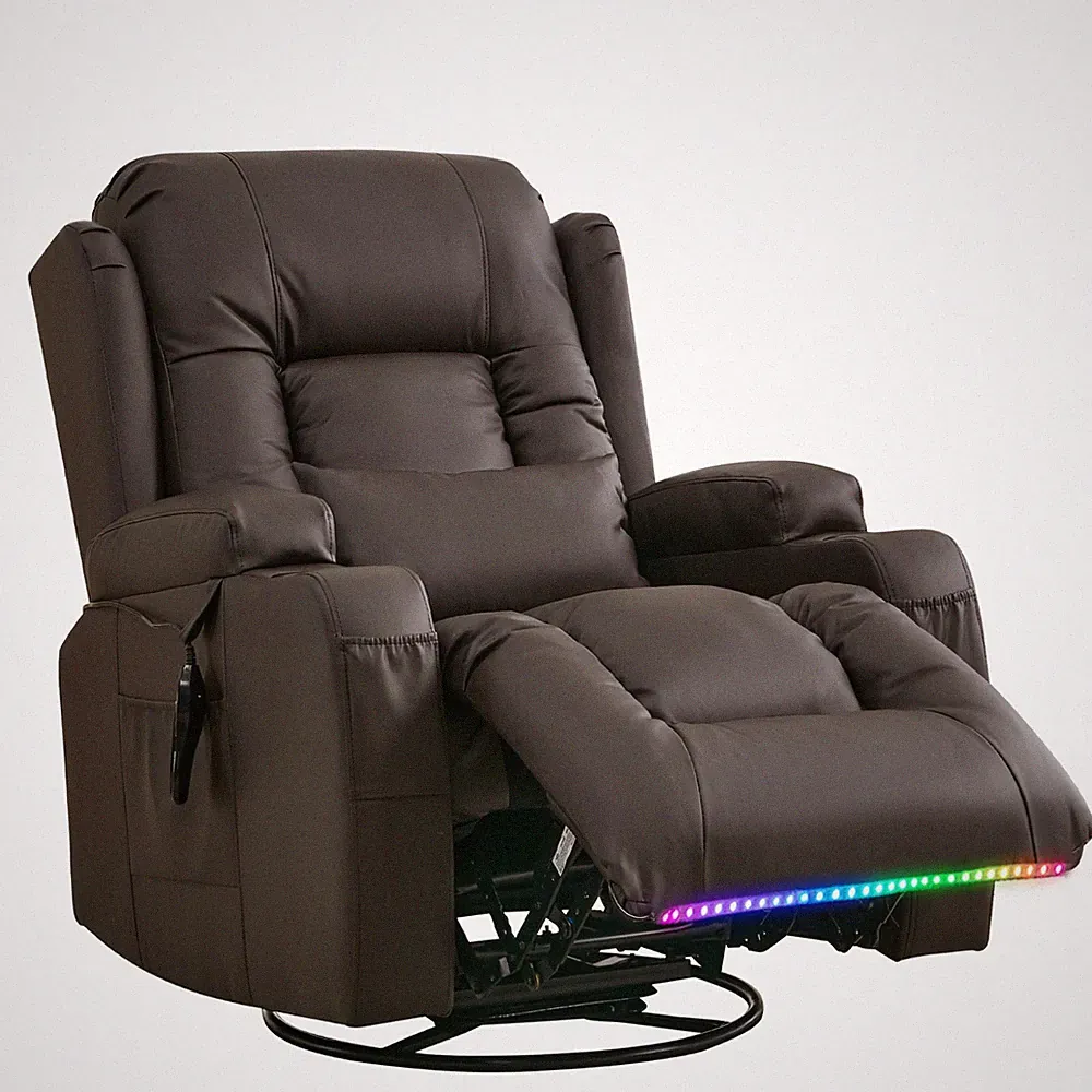 SITURAY Recliner Chair Swivel Modern Reclining Sofa with Massage Ambient Light