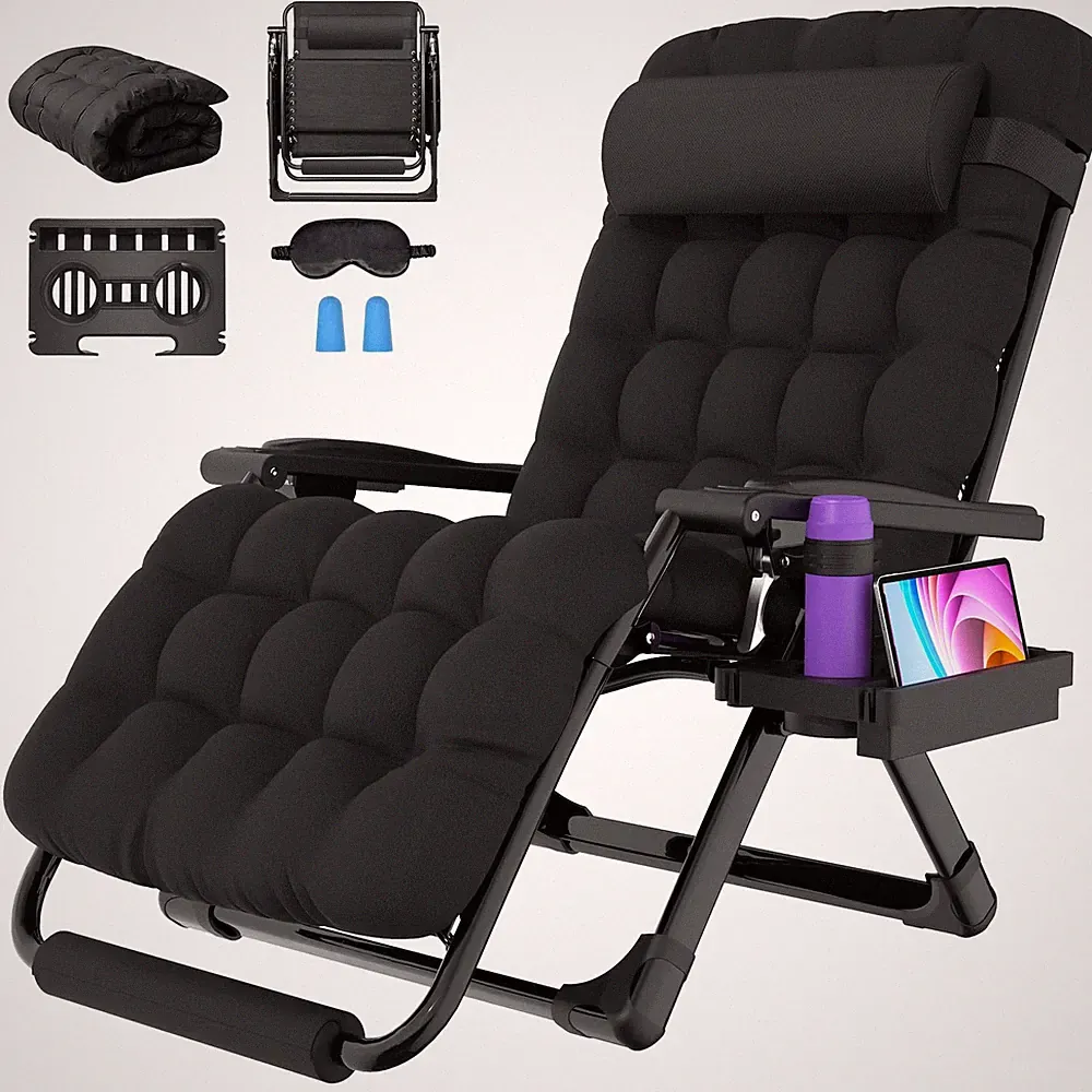 Zero Gravity Chair 33In XXL 500LB Outdoor Recliner Removable Cushion Suteck